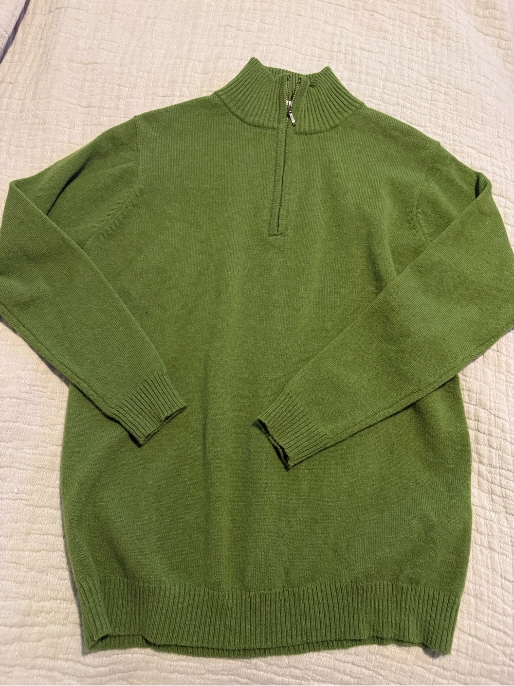 Woolovers Men's Green Half-Zip Sweater Flawed GUC 1124